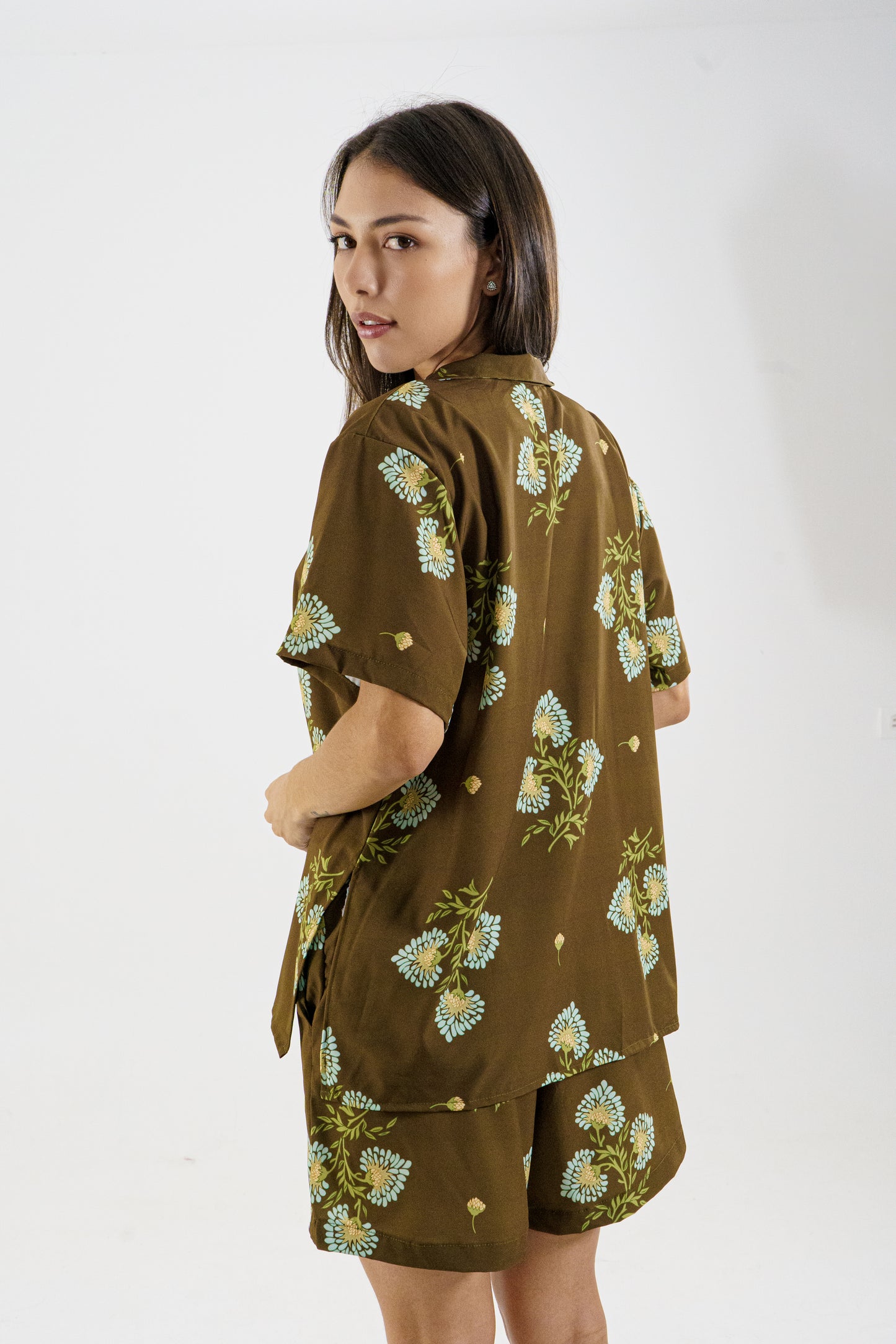 BLUSA GRETA V- FLORES PASTELES MARRON