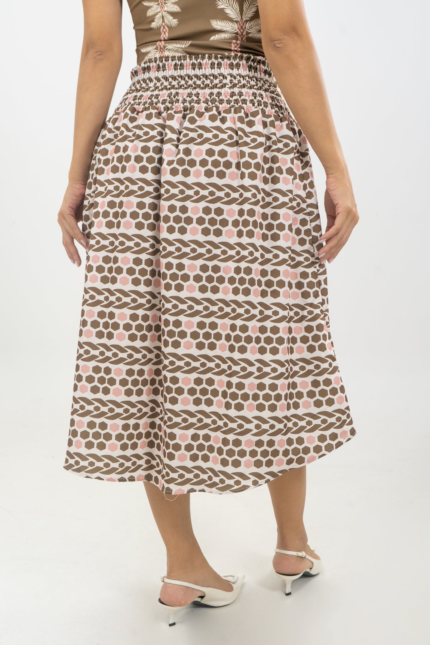 FALDA LUANA PALMERAS - COLOR BEIGE