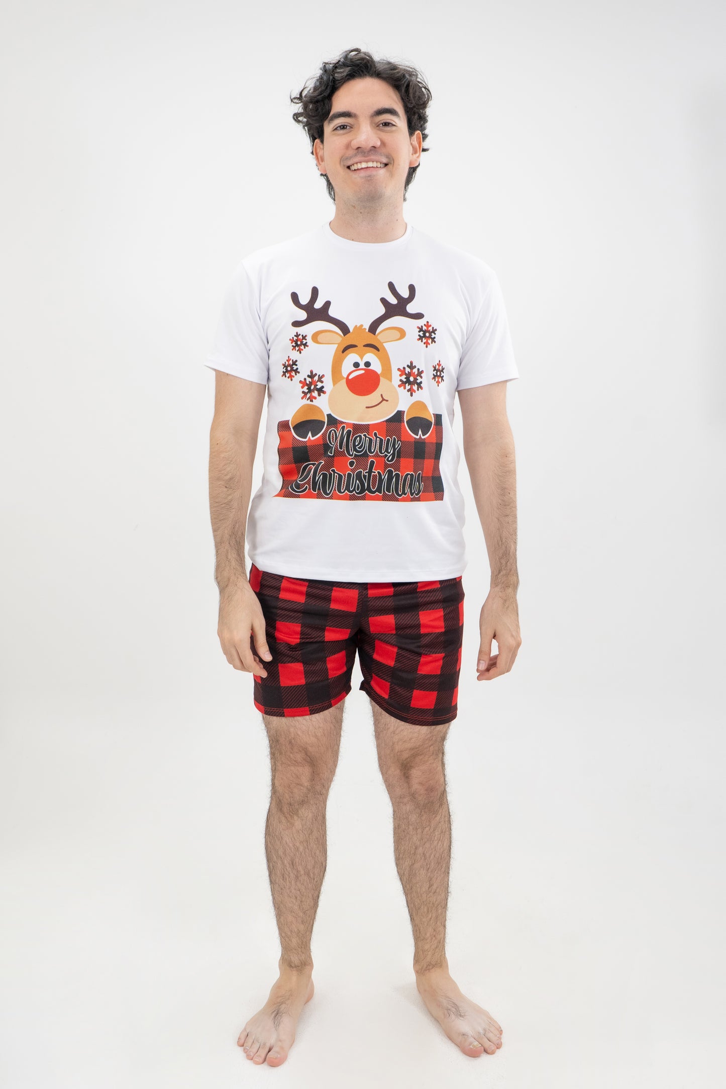 PIJAMA PANTALONETA HOMBRE CUADROS NAVIDEÑOS I
