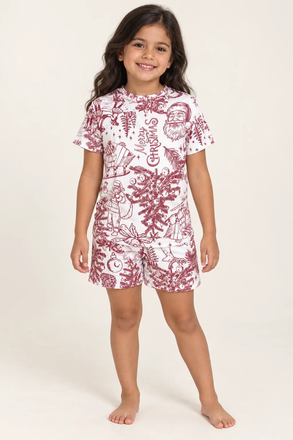 Pijama Short Navidad Roja Niños, color vinotinto, foto 1 de 2