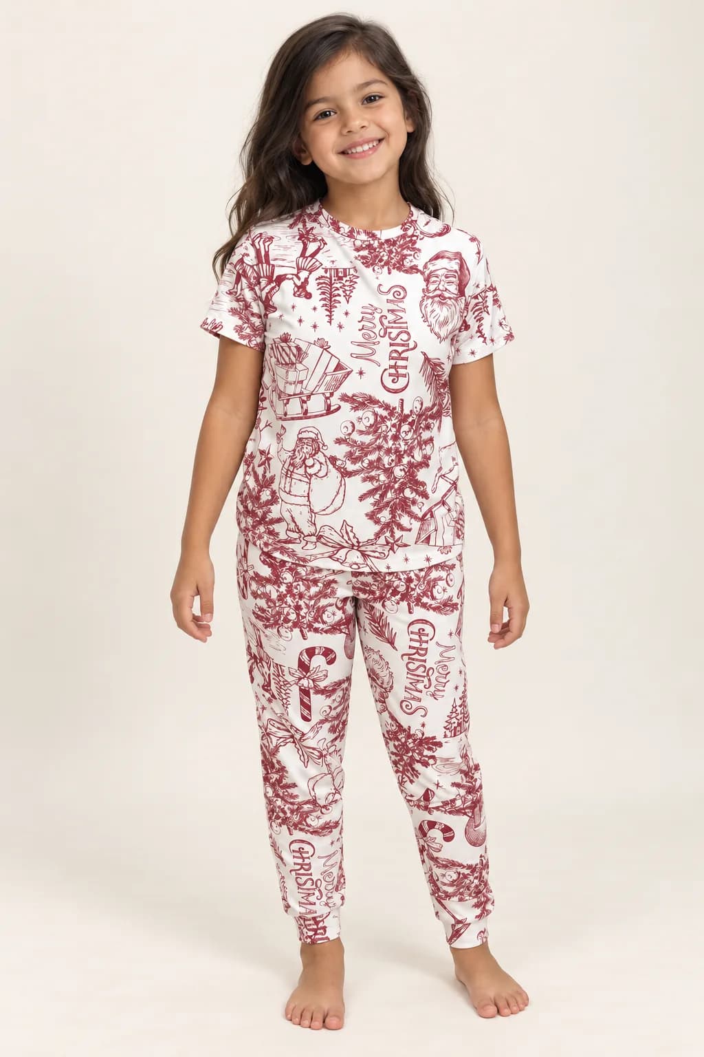 Pijama Pantalon Navidad Roja Niños, color vinotinto, foto 1 de 2