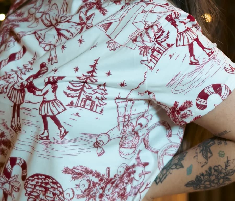 Detalle del estampado Navidad Roja