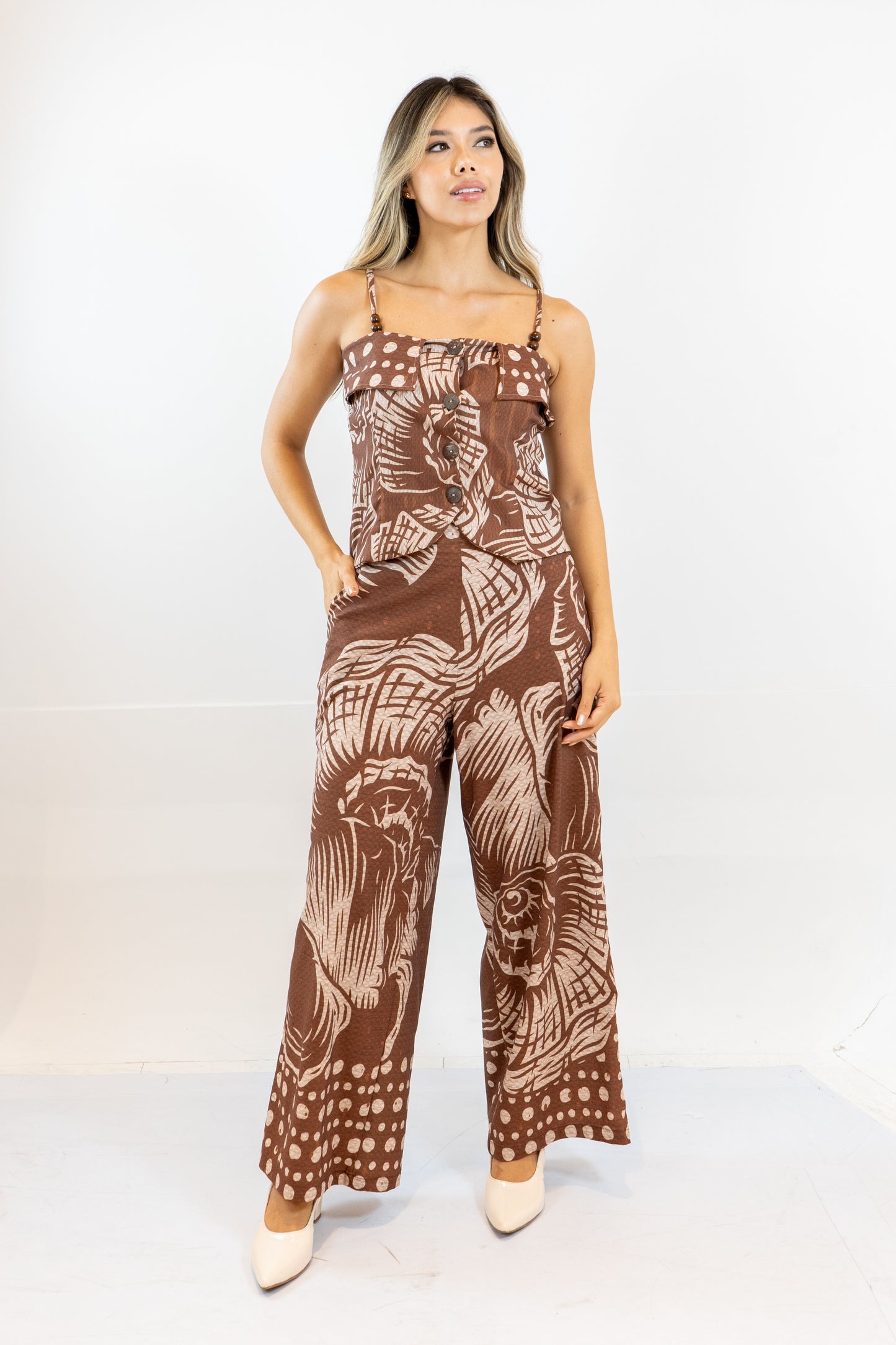 BLUSA AMAZONA CARACOLES - COLOR MARRON