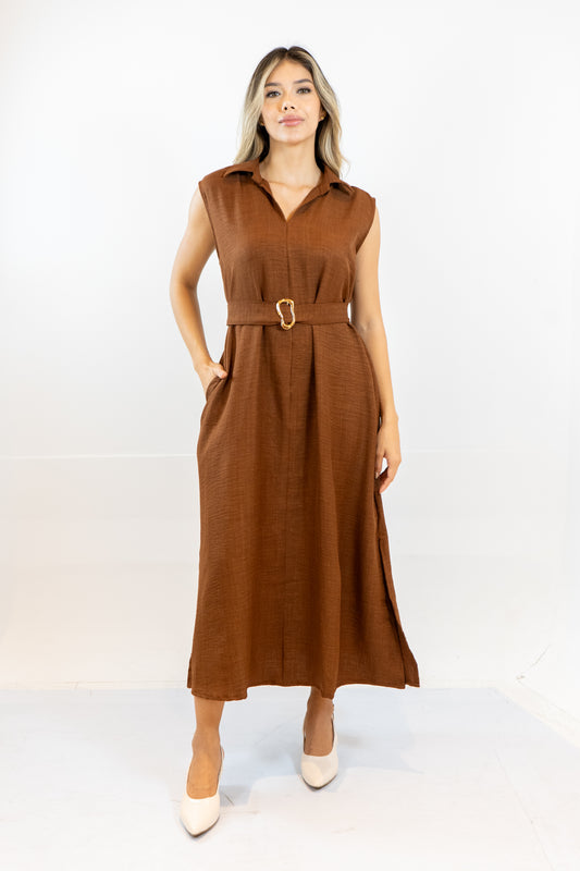 VESTIDO CLEO MARBELLA - COLOR CANELA