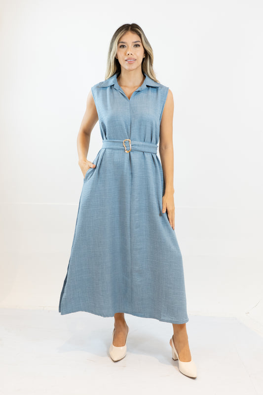 VESTIDO CLEO MARBELLA - COLOR CHAMBRAY BLUE