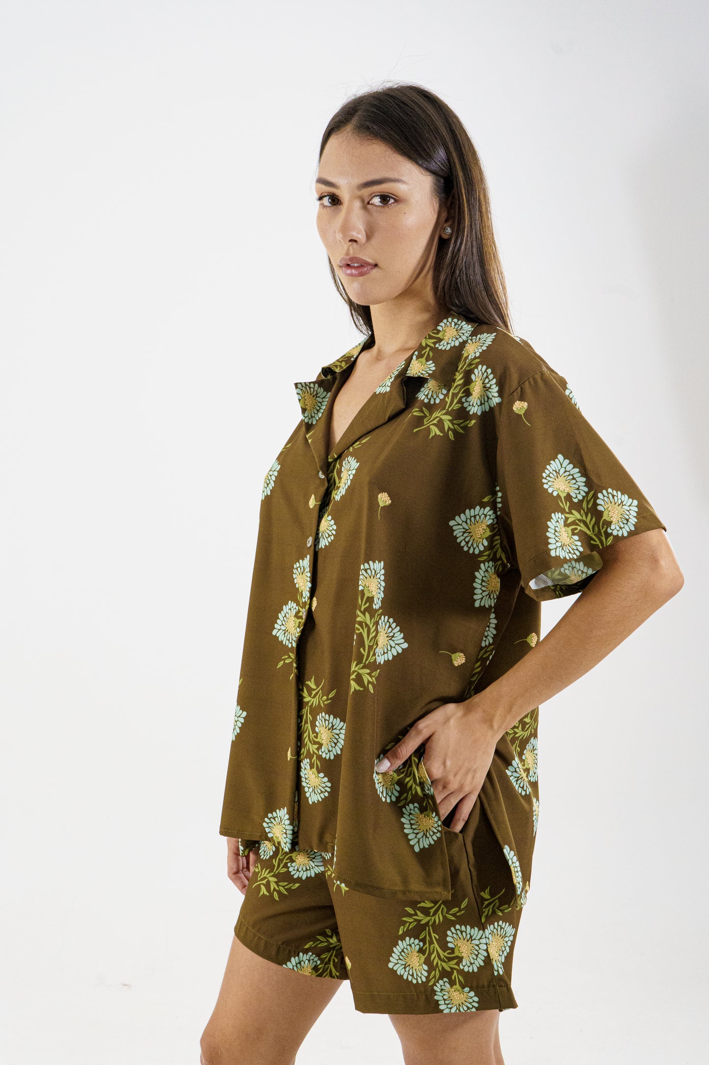 BLUSA GRETA V- FLORES PASTELES MARRON