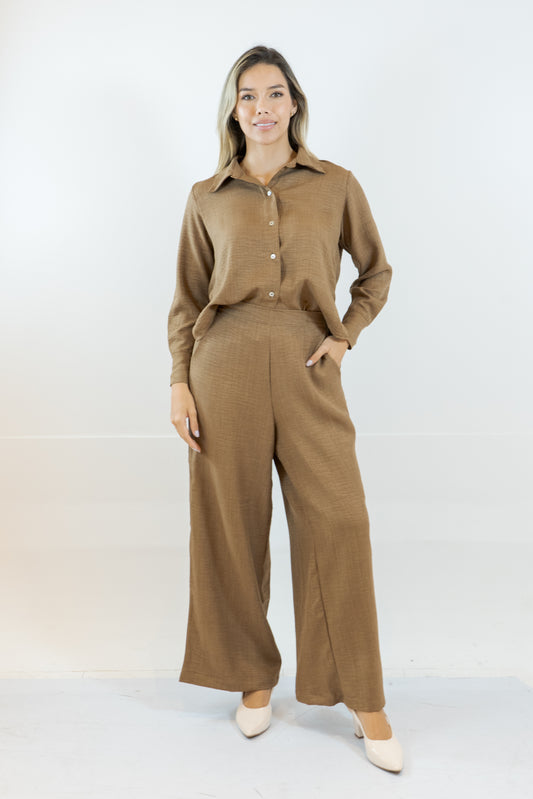 CAMISA LINA - COLOR CANELA