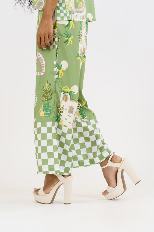 PANTALON ALICIA - CUADROS VERDE