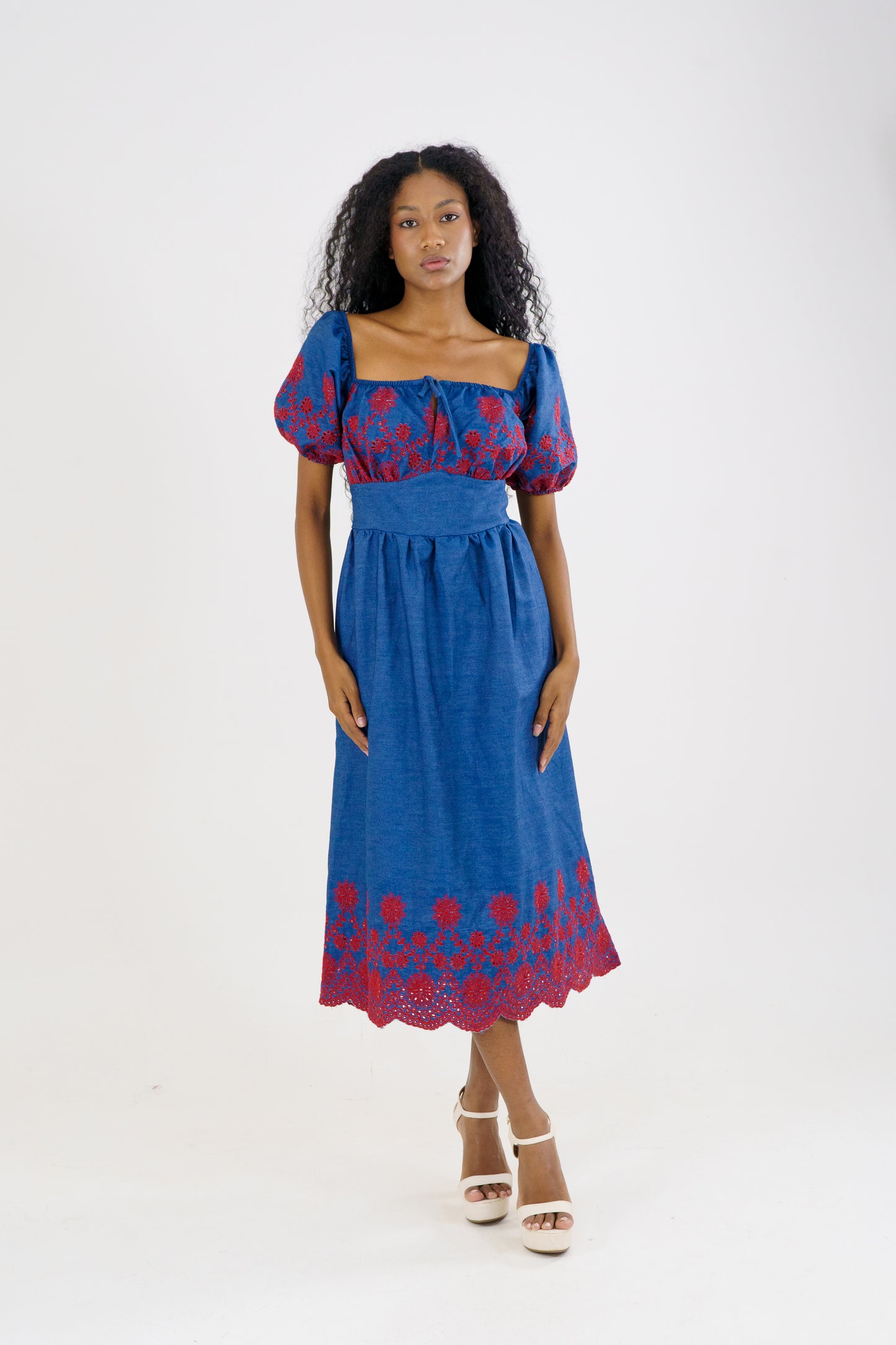 VESTIDO LINDA - COLOR AZUL ROJO