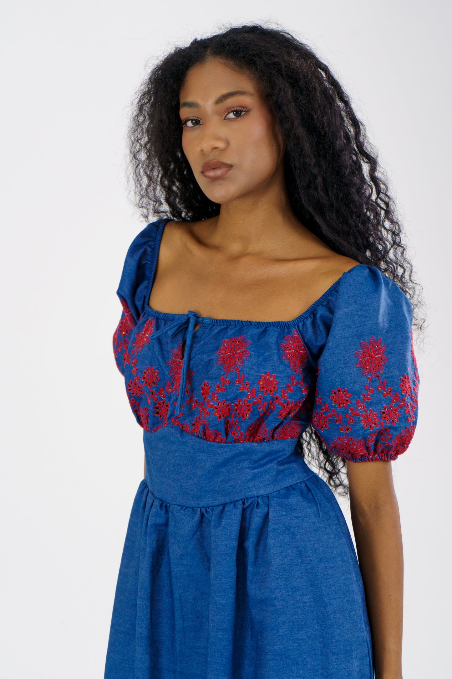 VESTIDO LINDA - COLOR AZUL ROJO