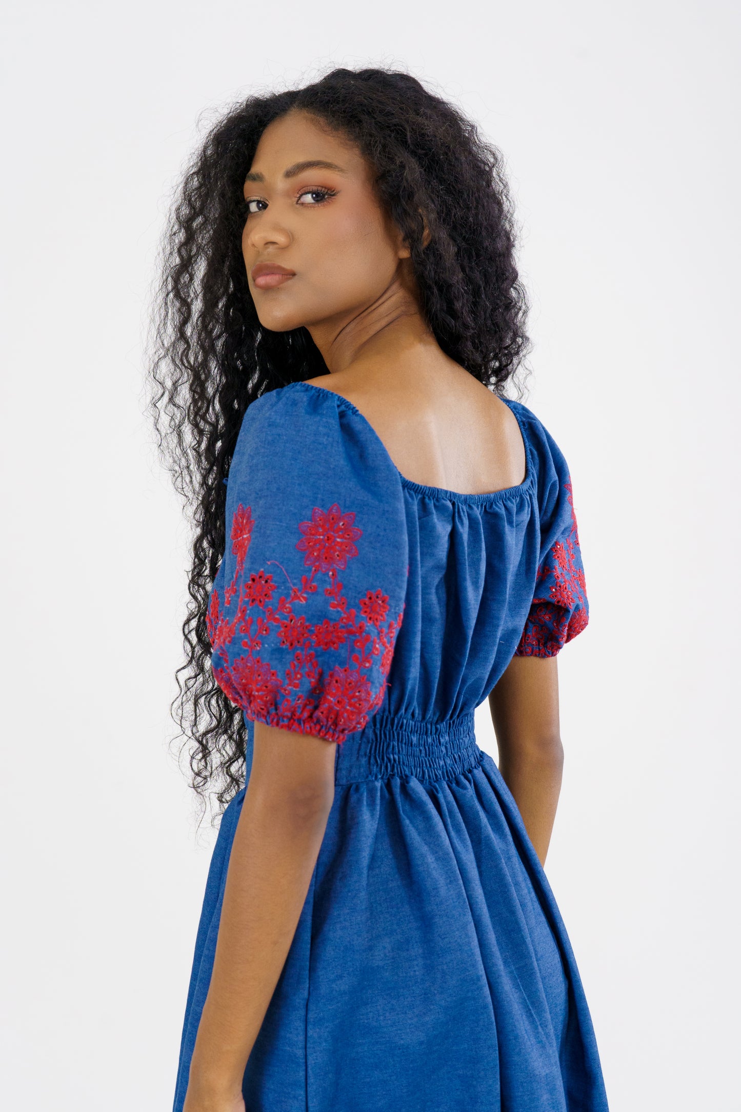 VESTIDO LINDA - COLOR AZUL ROJO