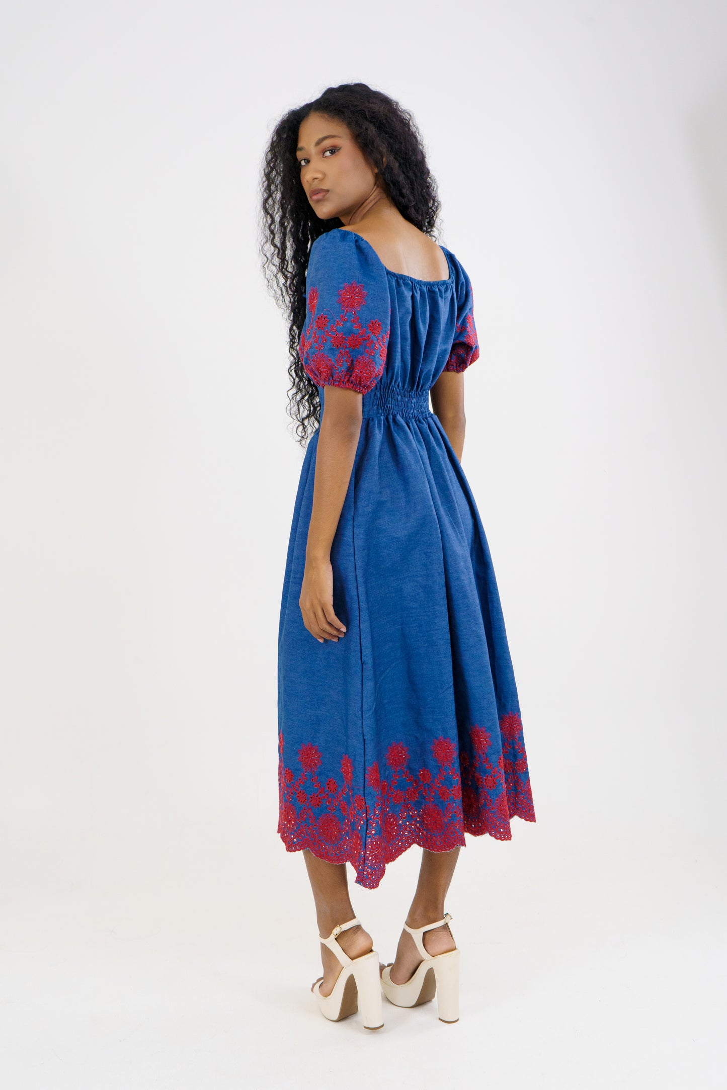 VESTIDO LINDA - COLOR AZUL ROJO