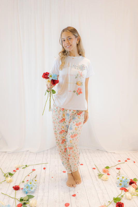 PIJAMA BRISA FLORAL - CAMISETA - PANTALON