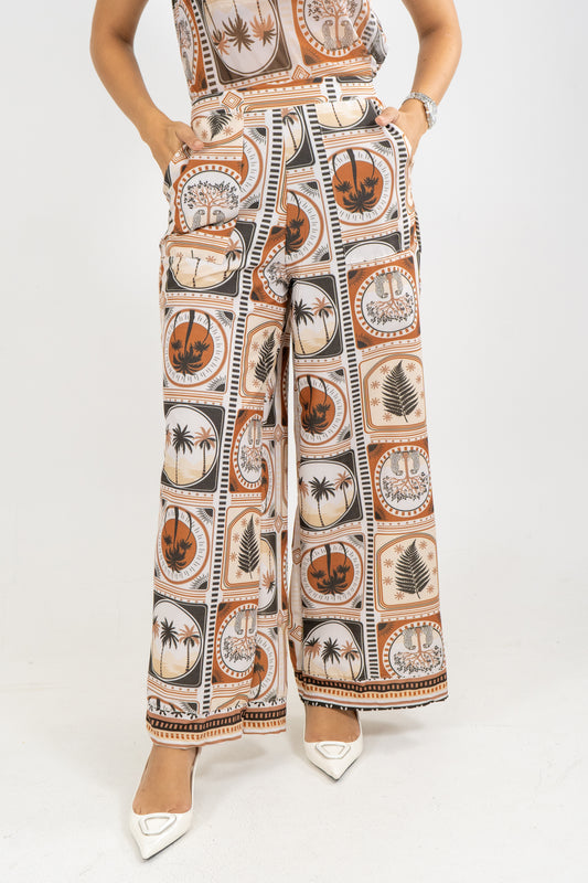 PANTALON AGATA ESTAMPA VIVA - COLOR MARRON