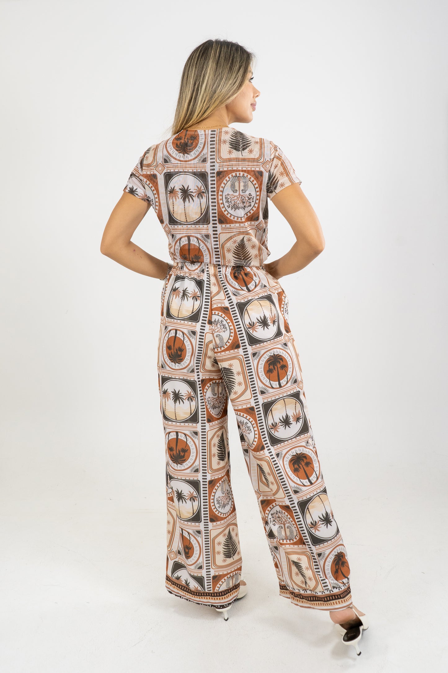 PANTALON AGATA ESTAMPA VIVA - COLOR MARRON