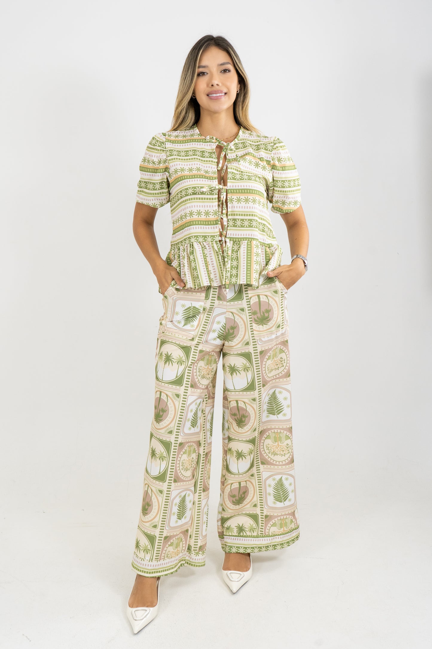 PANTALON AGATA ESTAMPA VIVA - COLOR VERDE