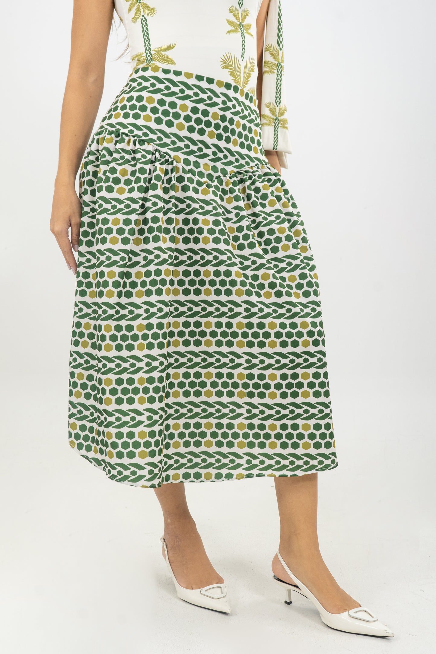 FALDA LUANA PALMERAS - COLOR VERDE