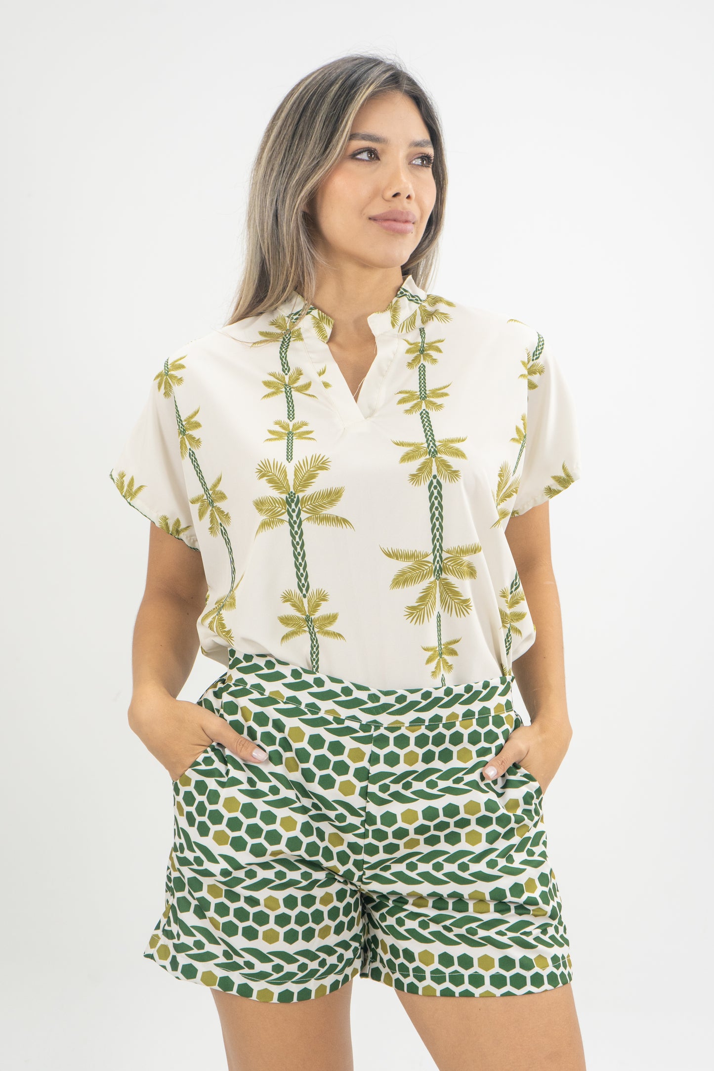 BLUSA SUSANA PALMERAS - COLOR BEIGE