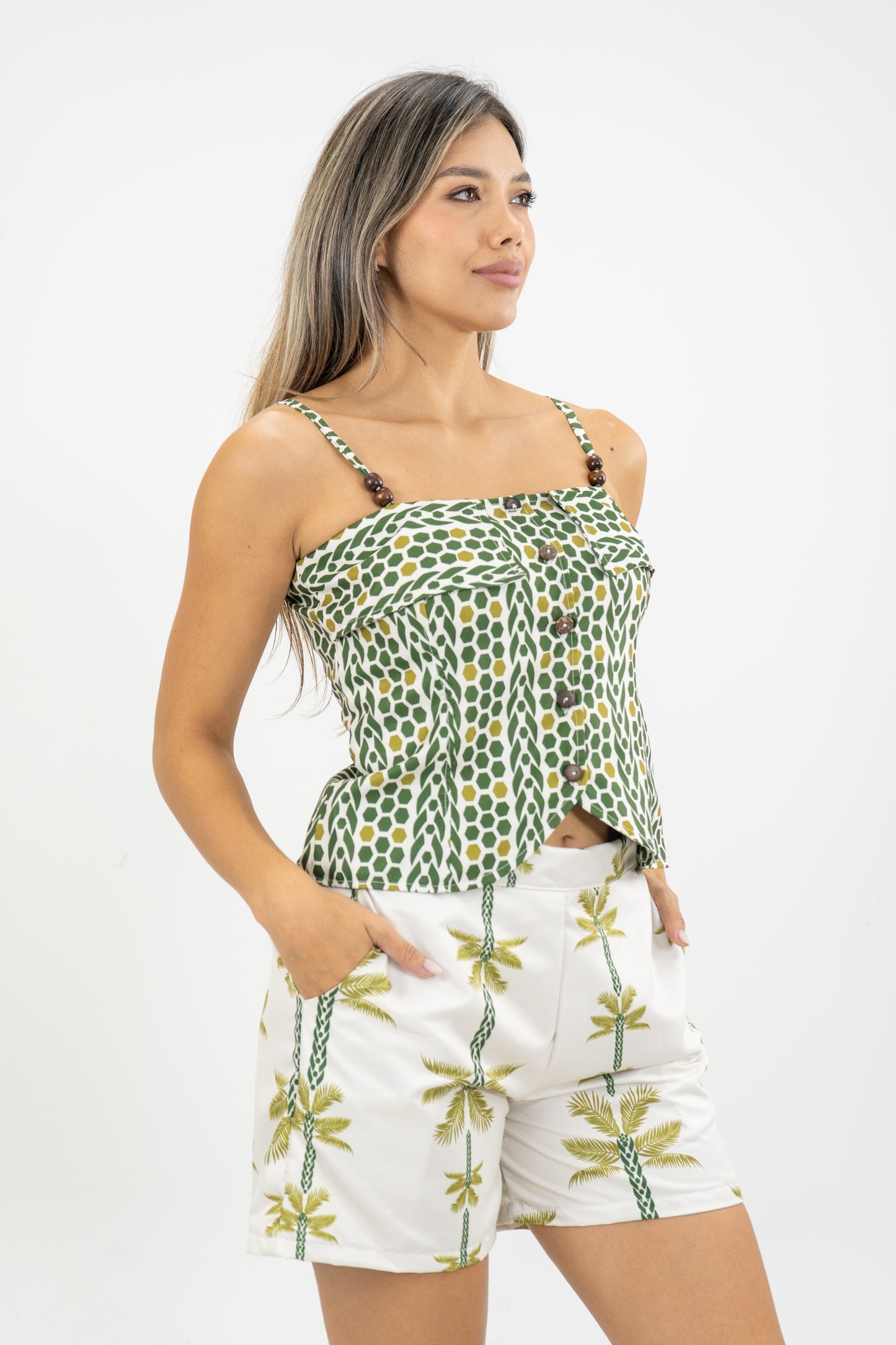 BLUSA AMAZONA PALMERAS - COLOR VERDE