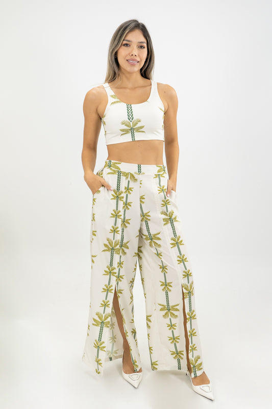 TOP PERLA PALMERAS - COLOR BEIGE