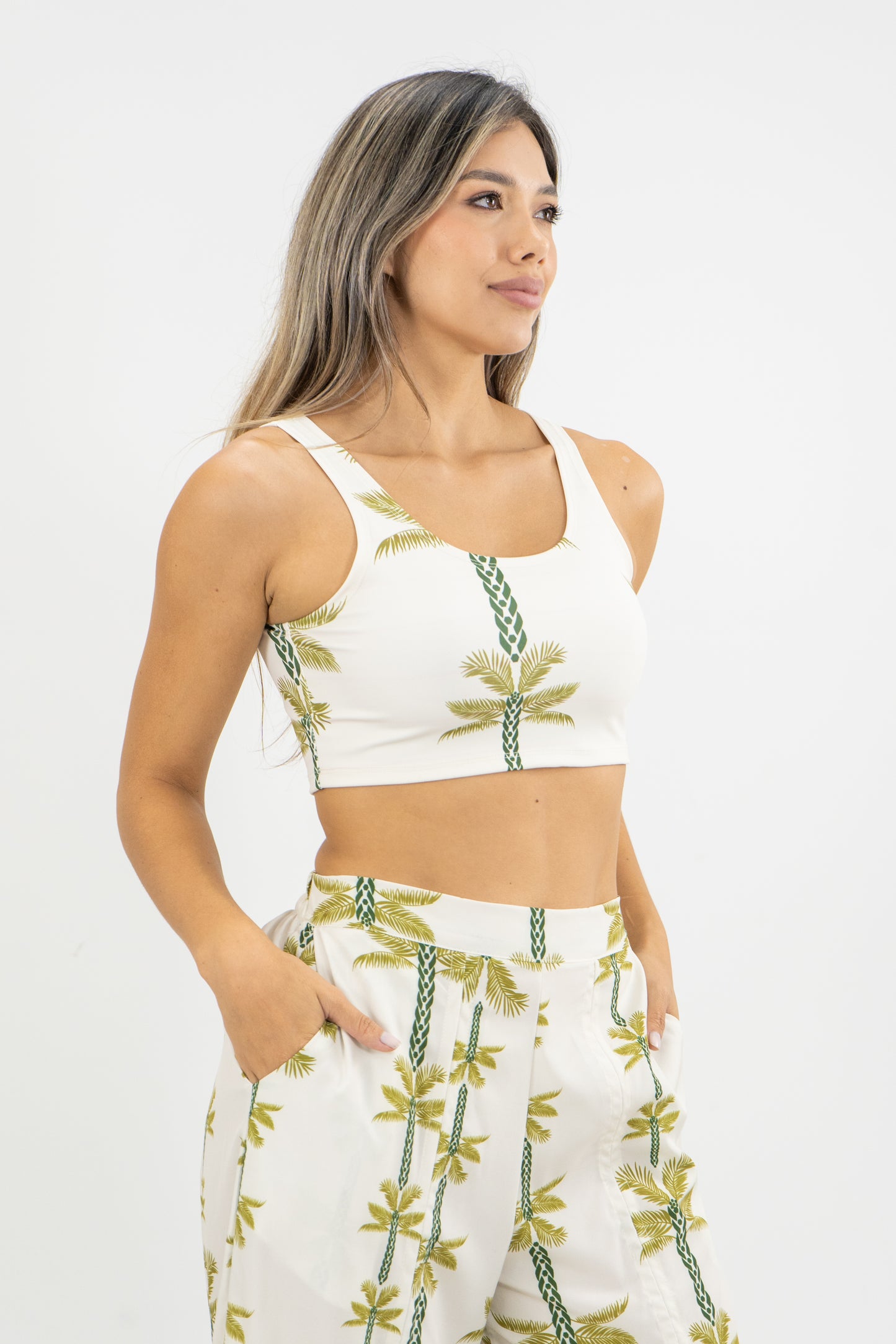 TOP PERLA PALMERAS - COLOR BEIGE