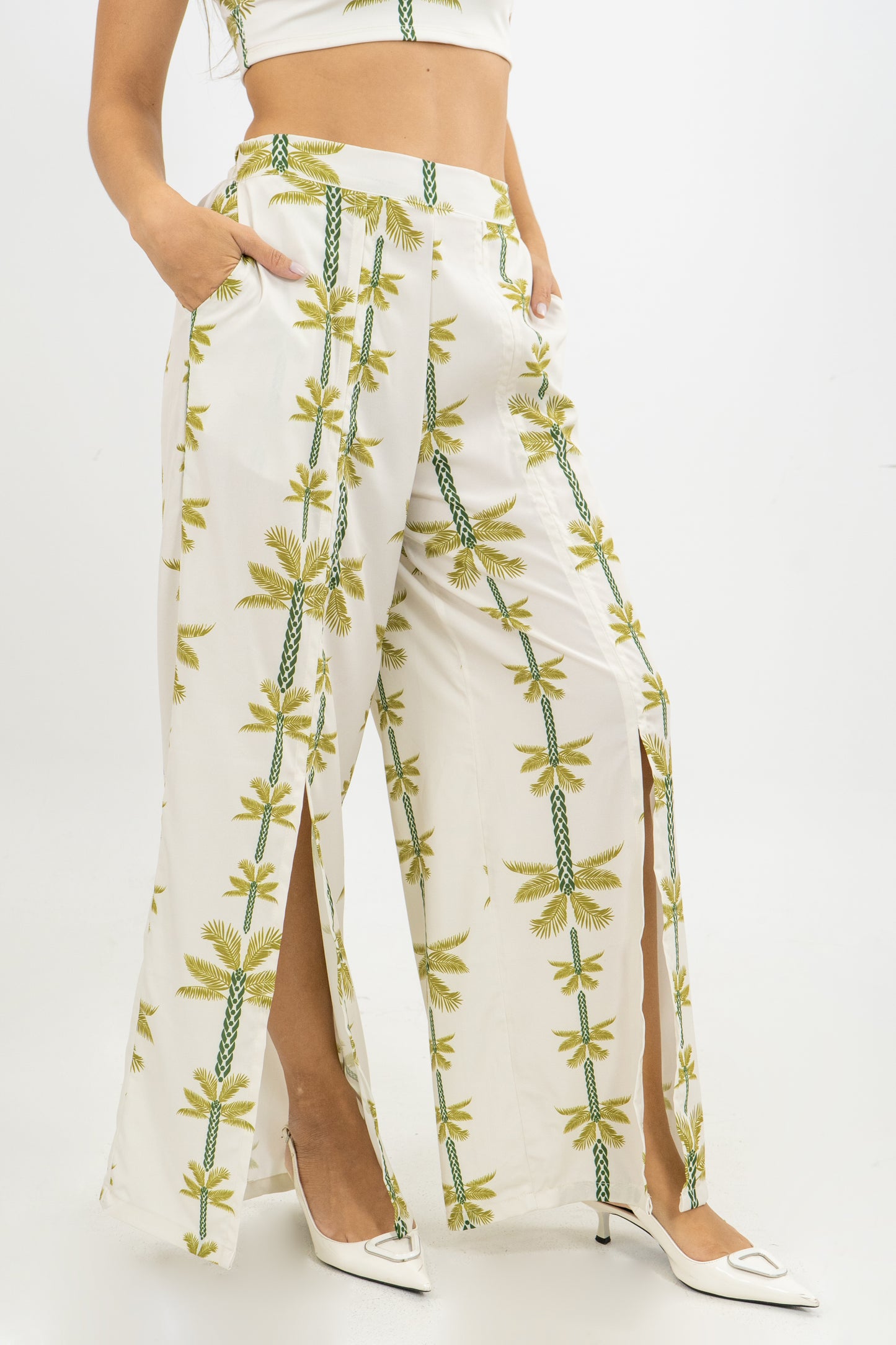 PANTALON ATENA PALMERAS - COLOR BEIGE