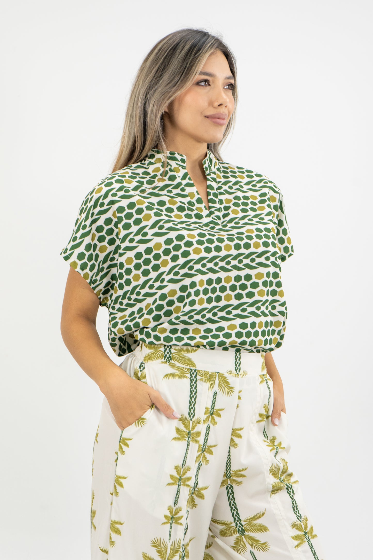 BLUSA SUSANA PALMERAS - COLOR VERDE