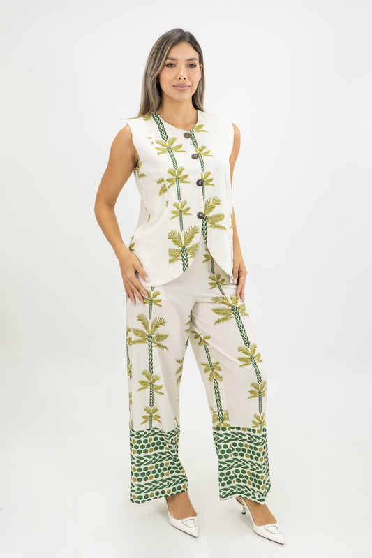 CHALECO MELÍN PALMERAS - COLOR BEIGE