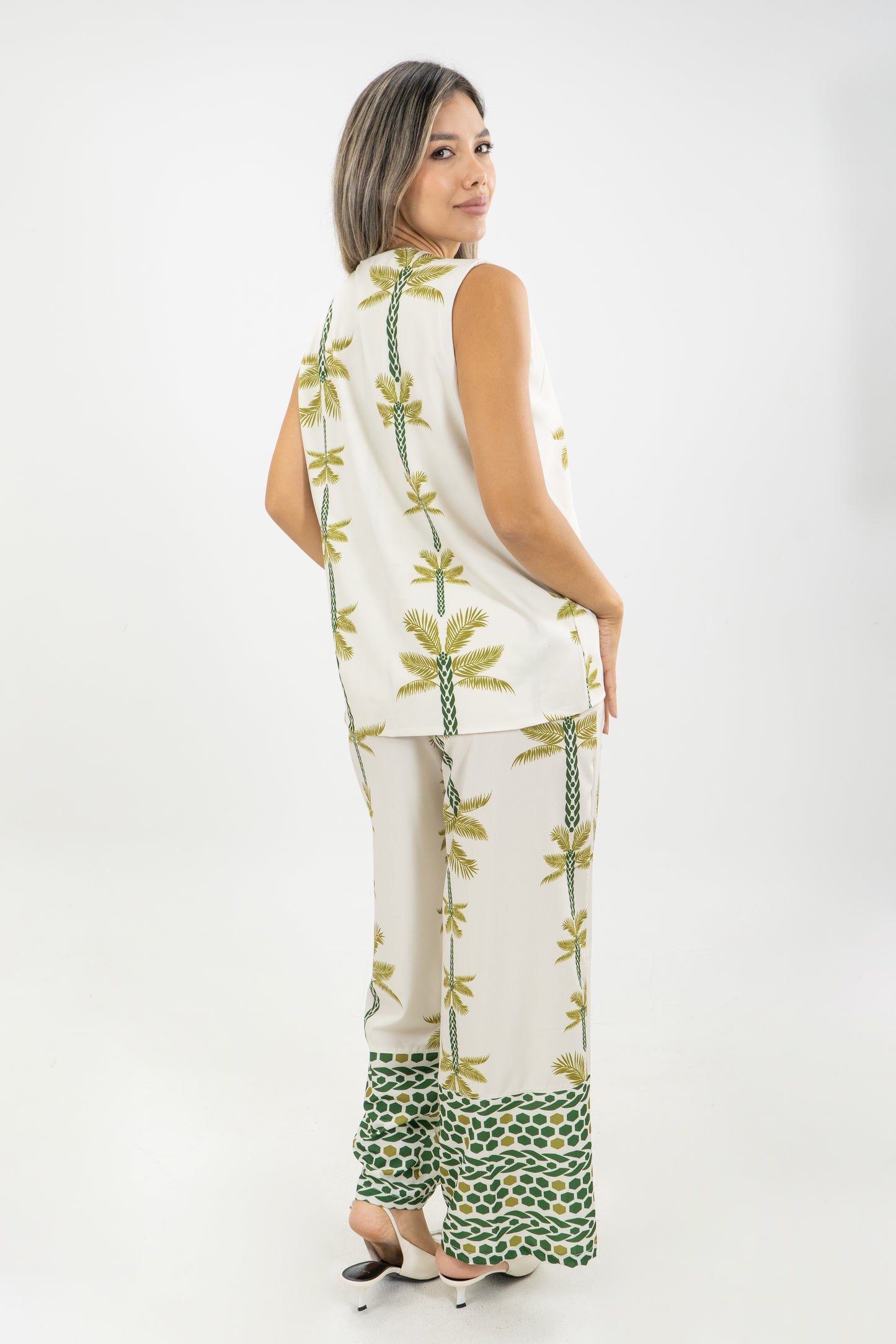 CHALECO MELÍN PALMERAS - COLOR BEIGE