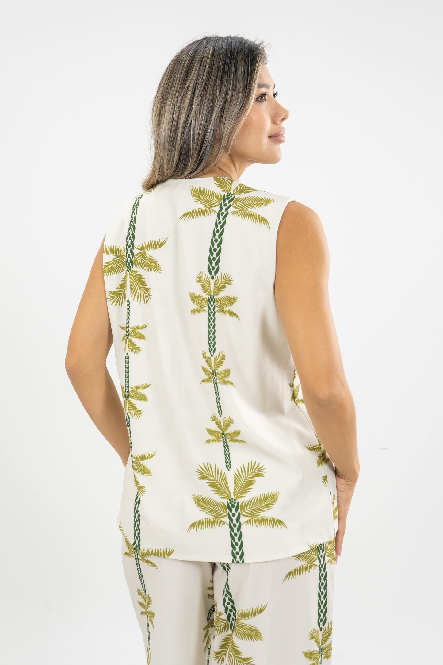 CHALECO MELÍN PALMERAS - COLOR BEIGE