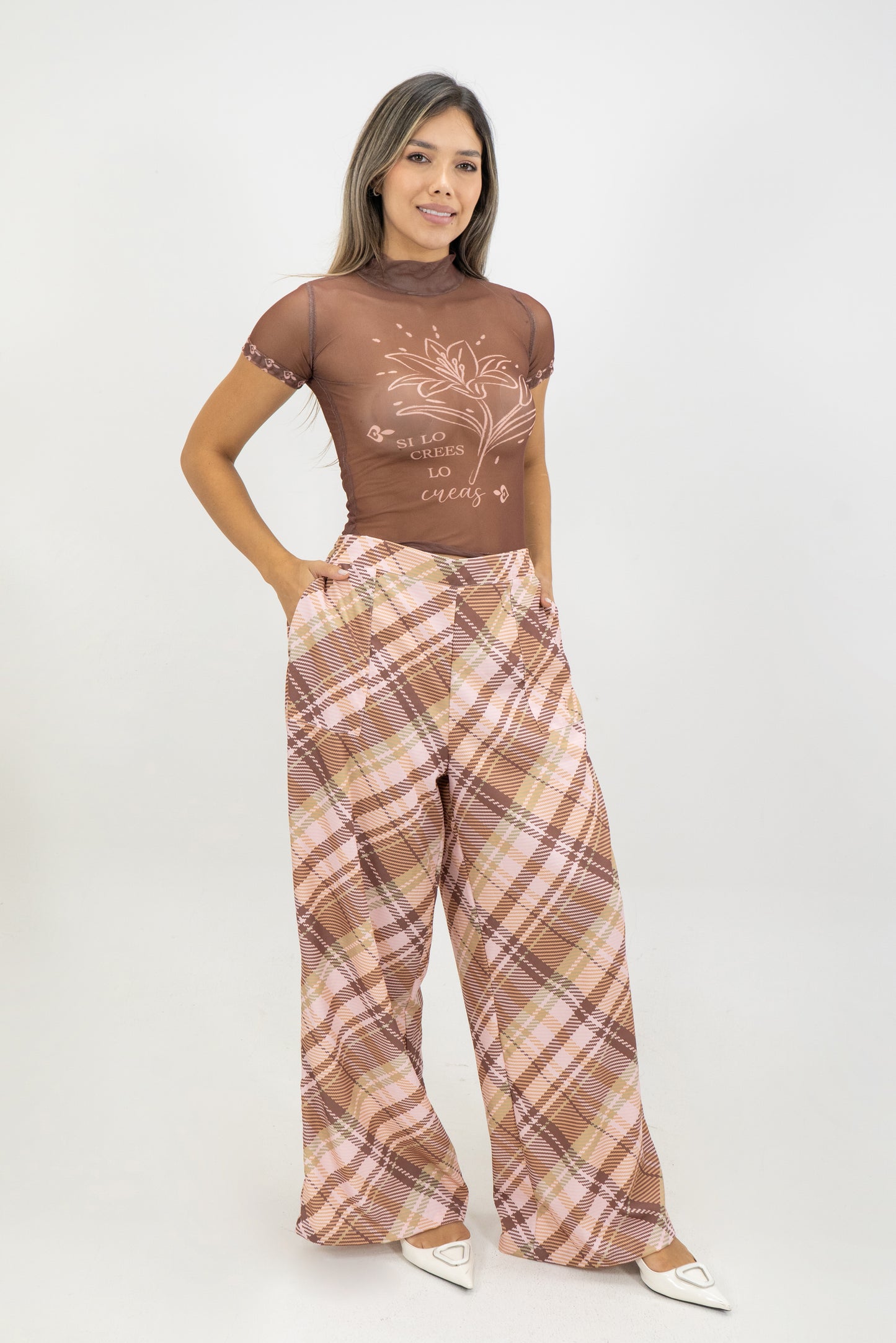 BUSO MALLA TARTAN - COLOR MARRON