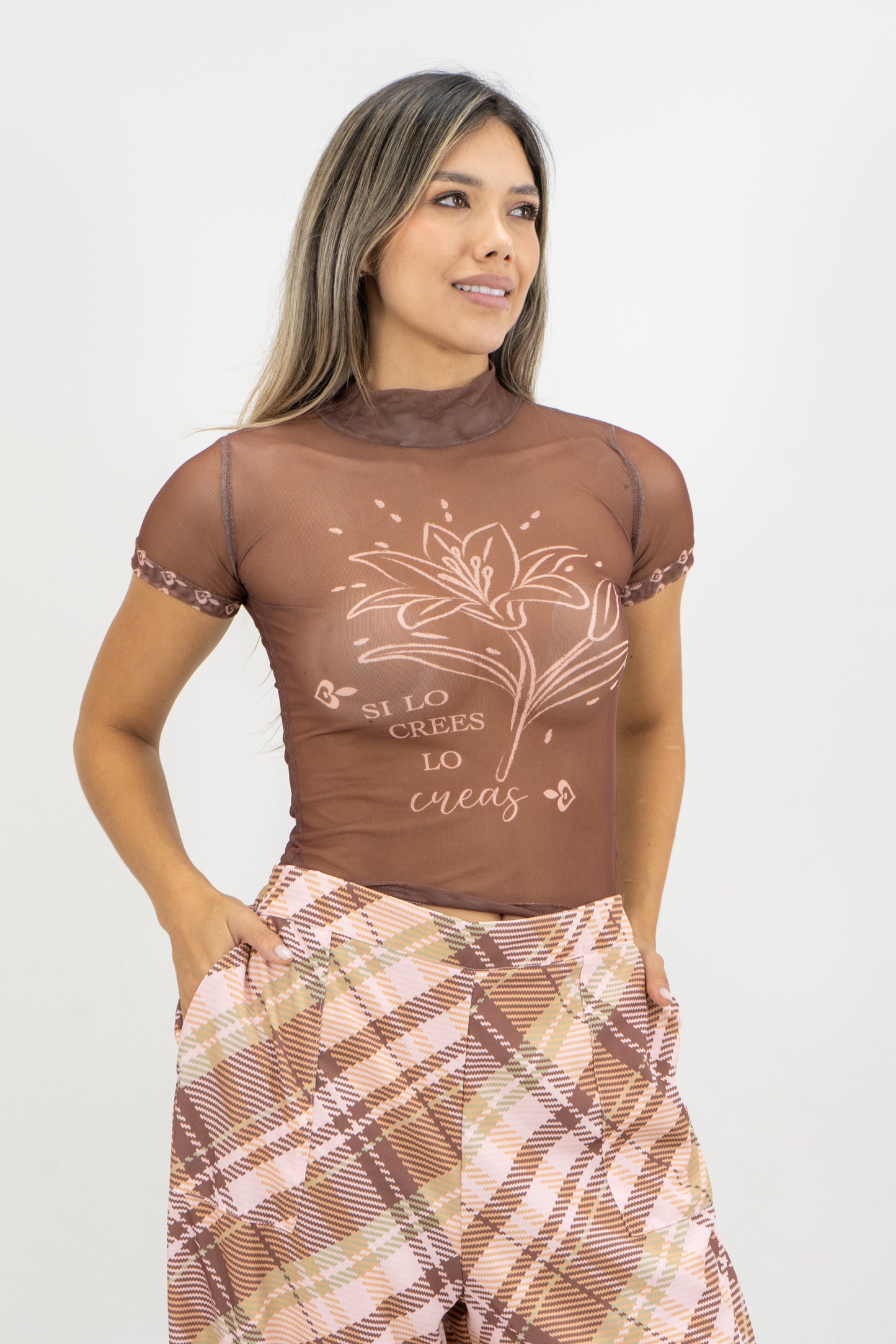 BUSO MALLA TARTAN - COLOR MARRON