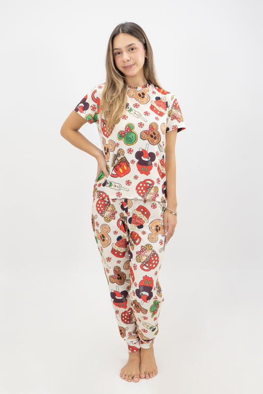 PIJAMA PANTALON LARGO SUBLIMADO MUJER MICKEY DULCE NAVIDAD