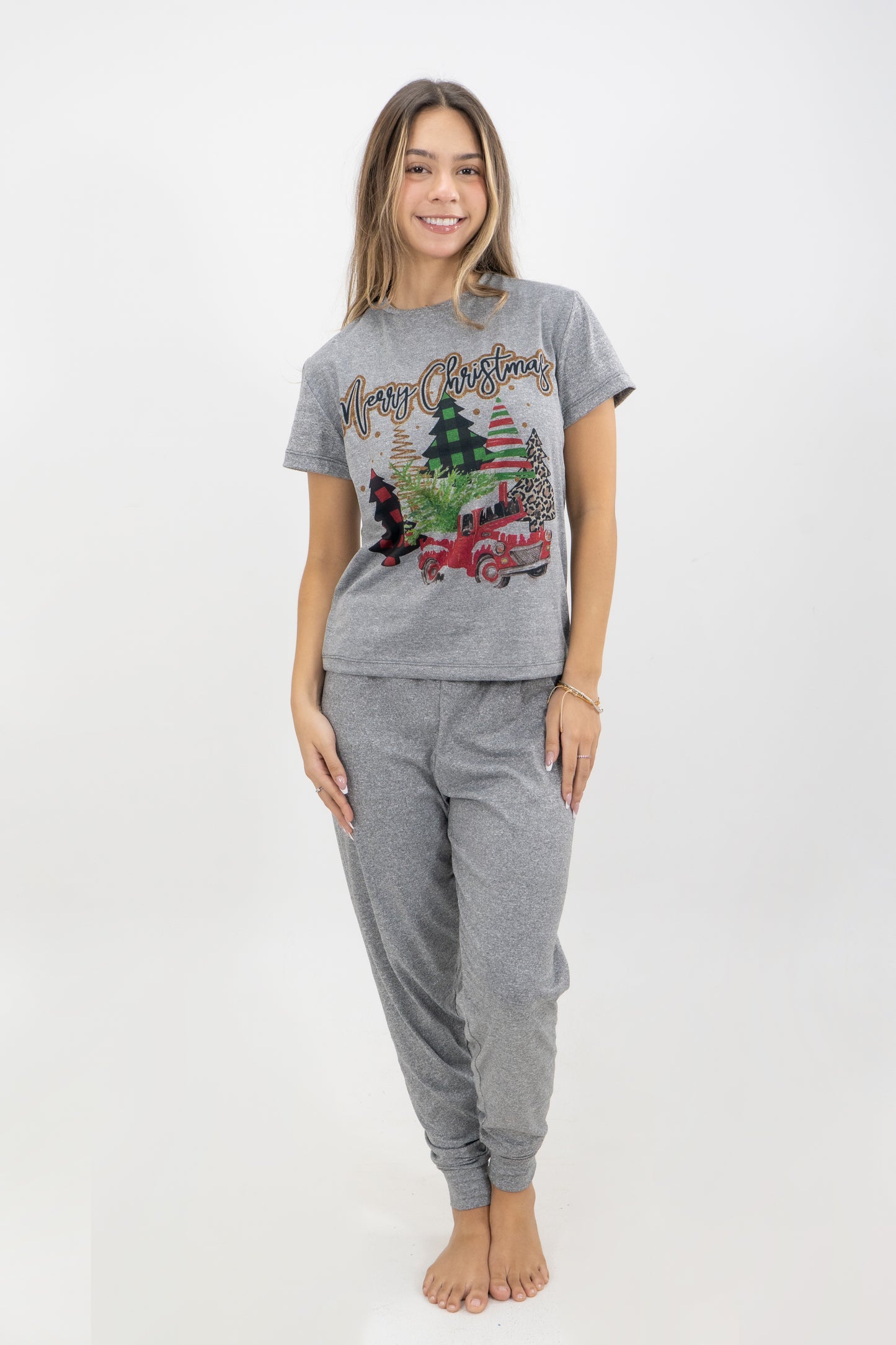 PIJAMA PANTALON LARGO MUJER GRIS JASPE II