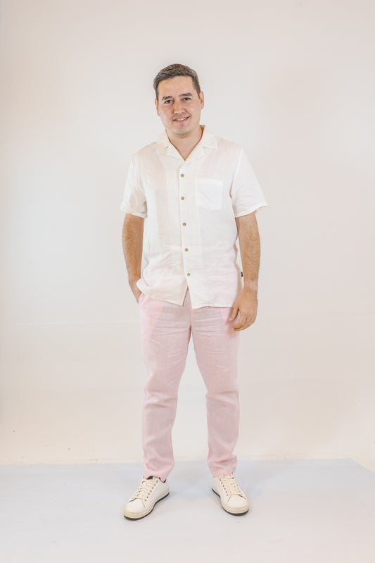 CAMISA LINO CASTELAR BLANCO DE HOMBRE