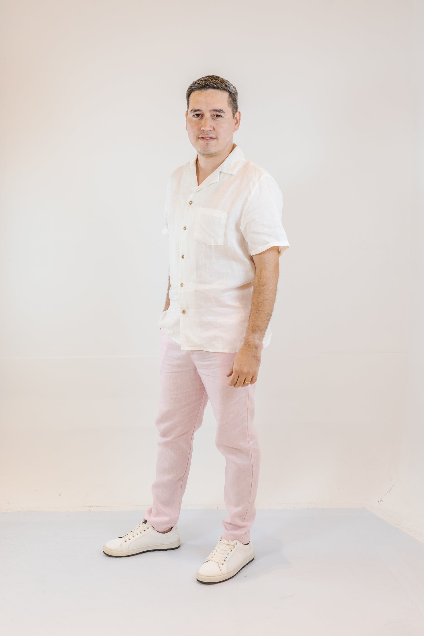 CAMISA LINO CASTELAR BLANCO DE HOMBRE