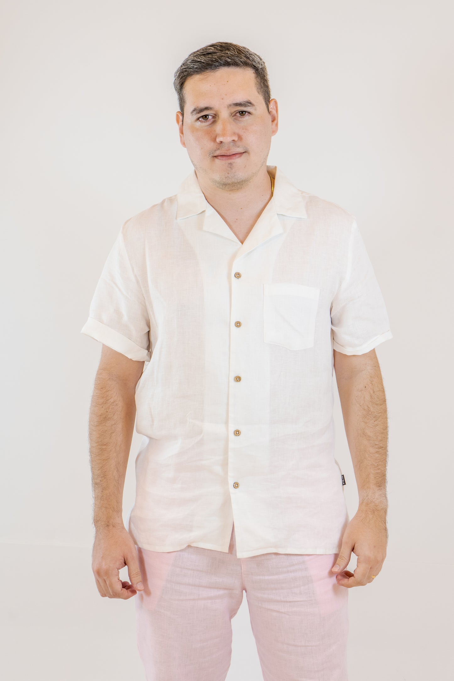 CAMISA LINO CASTELAR BLANCO DE HOMBRE