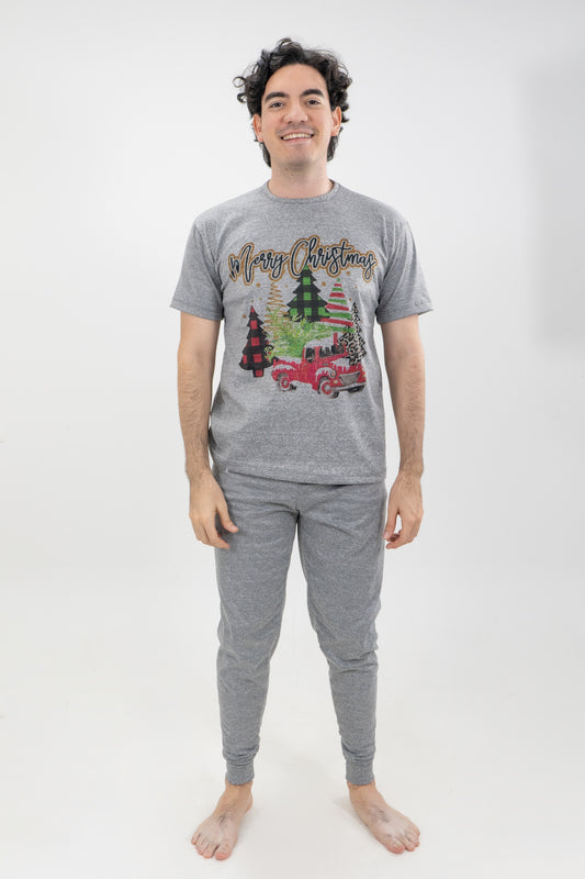 PIJAMA HOMBRE CAMISETA GRIS JASPE I