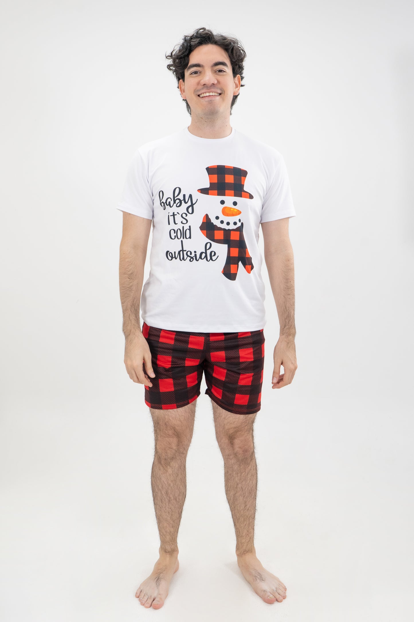 PIJAMA PANTALONETA HOMBRE CUADROS NAVIDEÑOS II