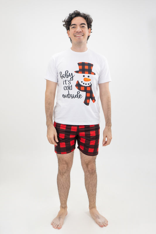 PIJAMA PANTALONETA HOMBRE CUADROS NAVIDEÑOS II