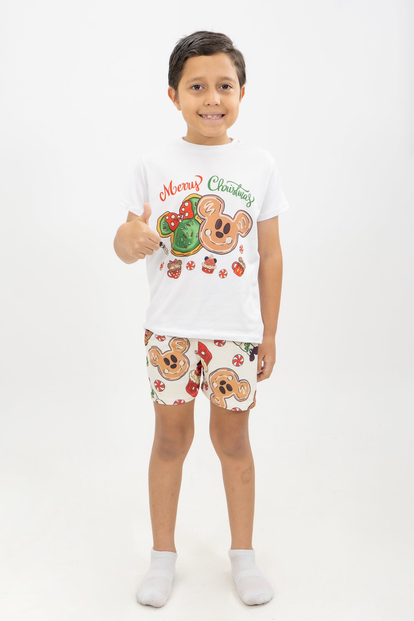PIJAMA SHORT NIÑOS MICKEY DULCE NAVIDAD