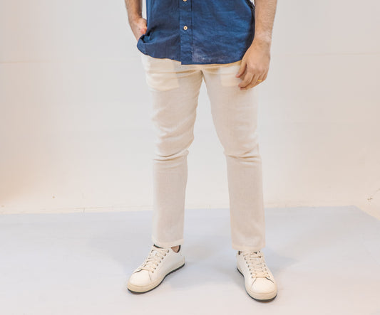 PANTALON LINO BLANCO DE HOMBRE