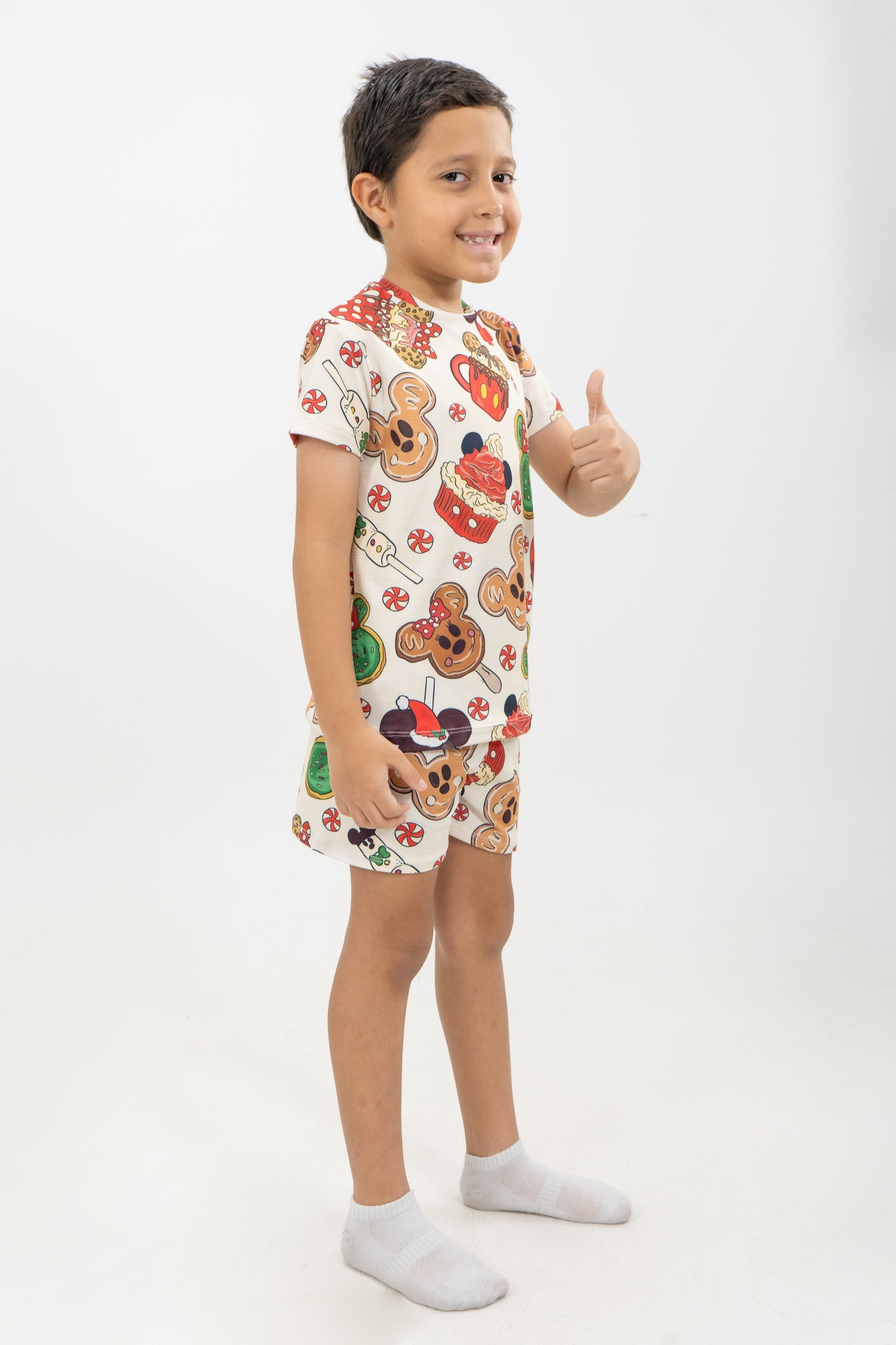 PIJAMA SHORT SUBLIMADA NIÑOS MICKEY DULCE NAVIDAD