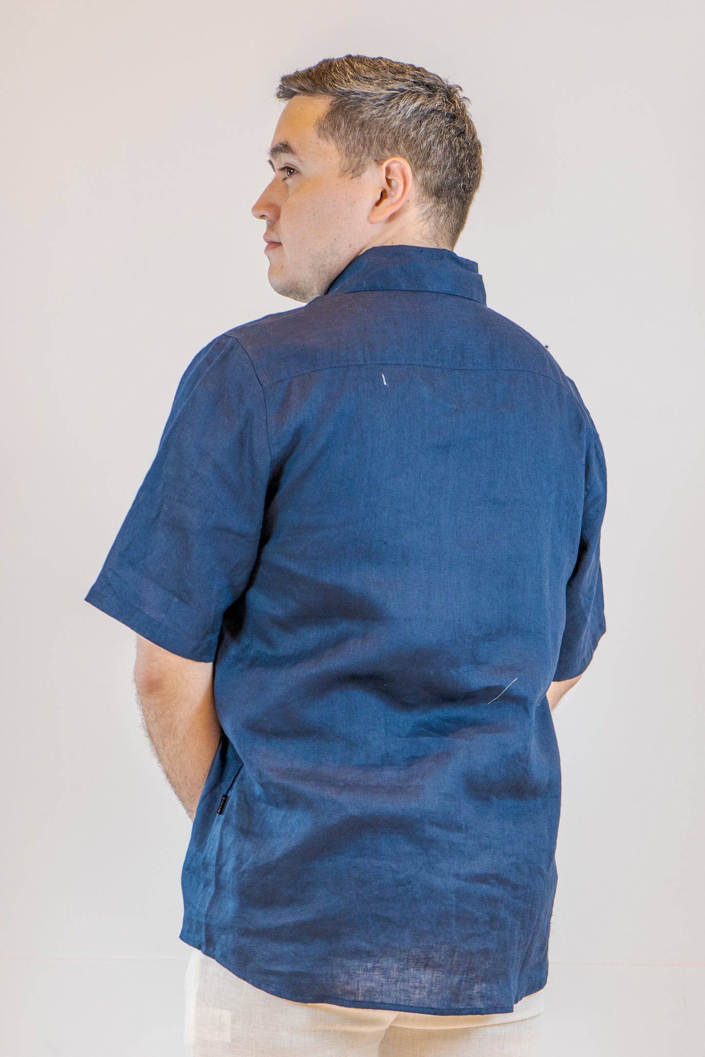 CAMISA LINO CASTELAR PETROLEO DE HOMBRE