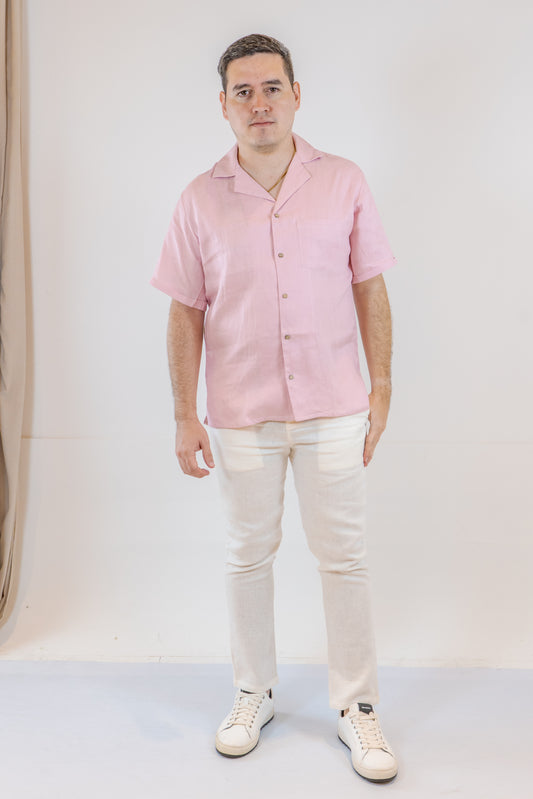 CAMISA LINO CASTELAR ROSADO DE HOMBRE