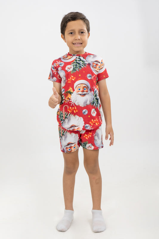 PIJAMA SHORT SUBLIMADA NIÑOS SANTA