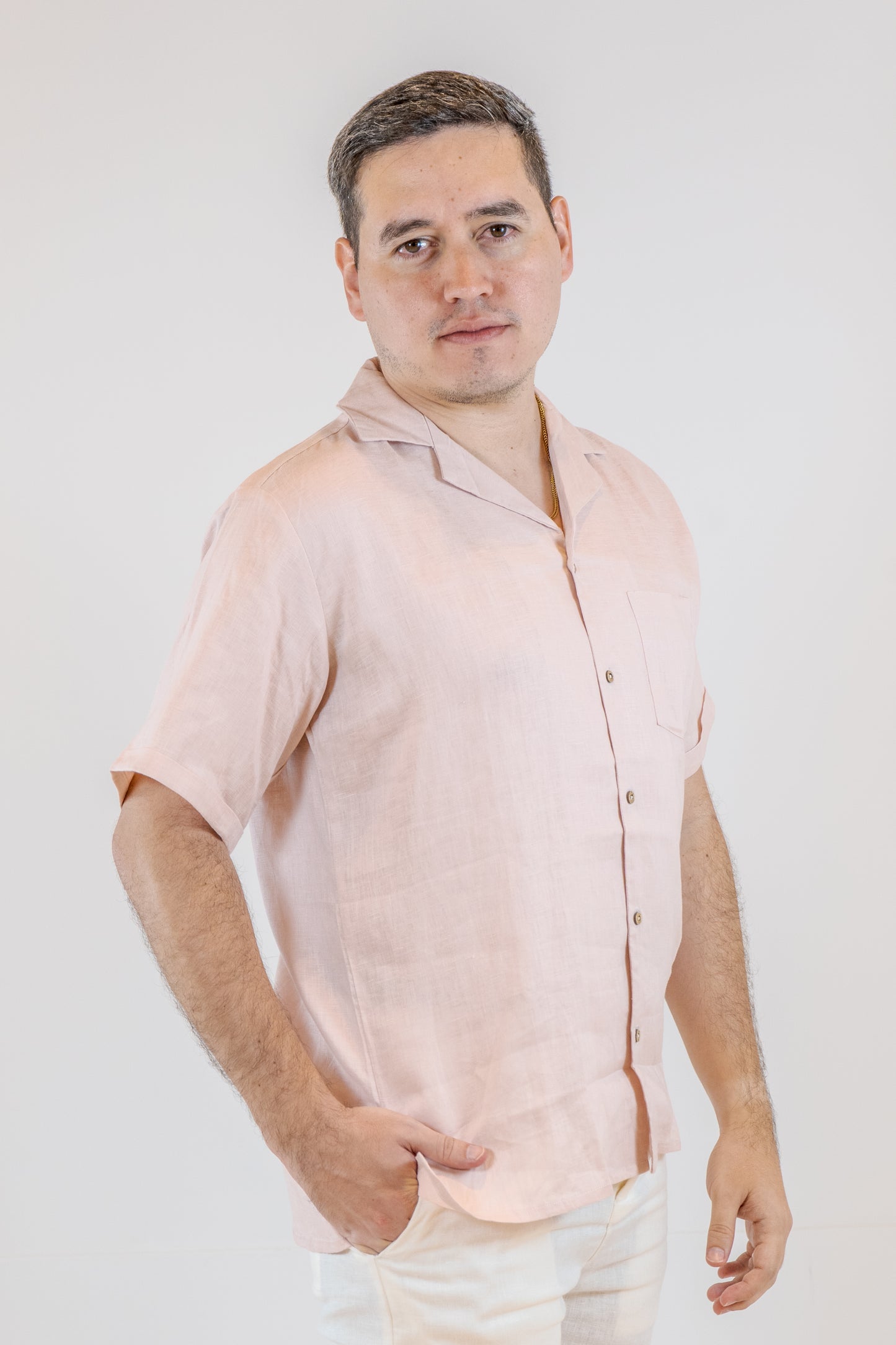 CAMISA LINO CASTELAR ROSADO DE HOMBRE