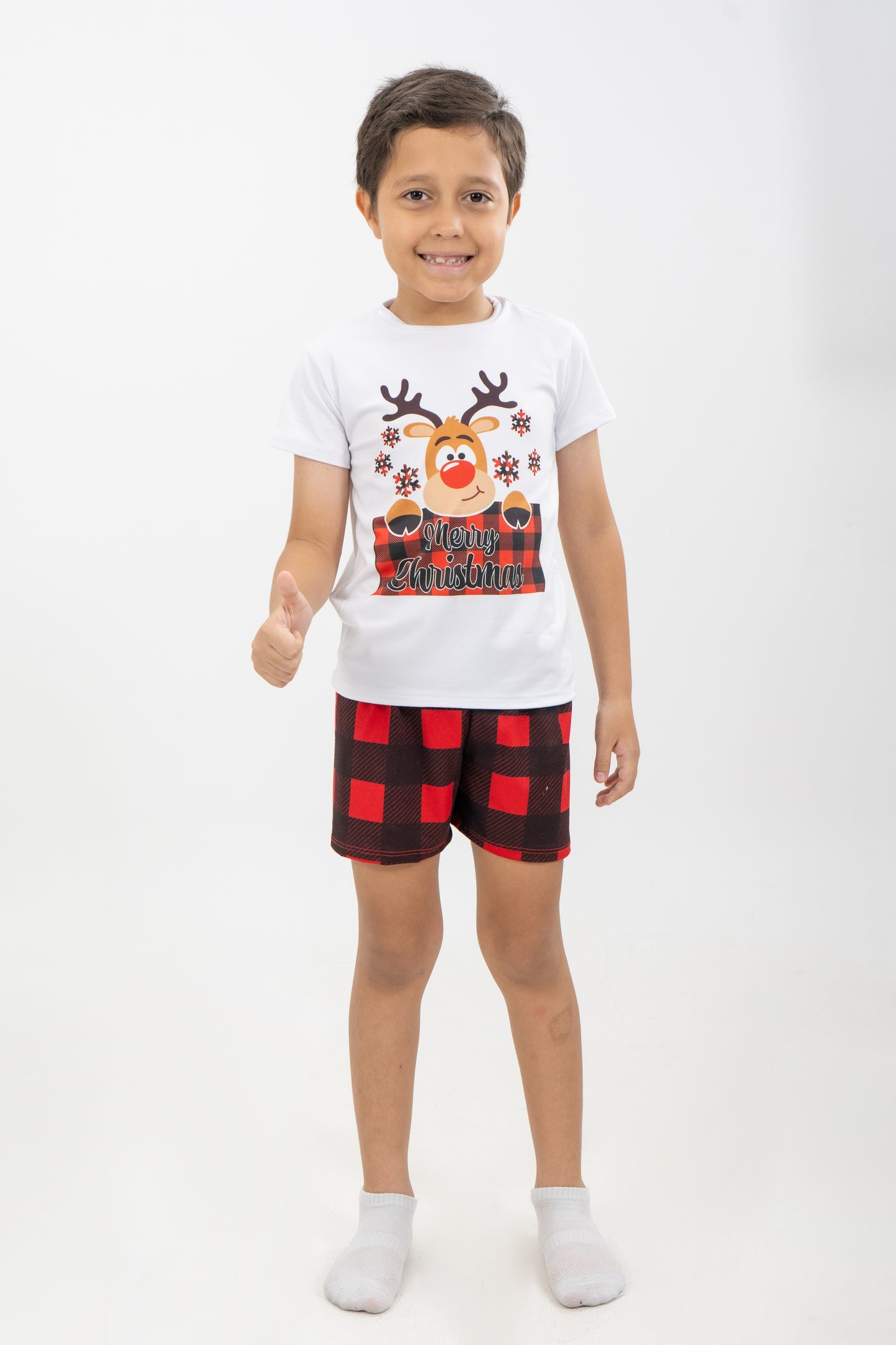 PIJAMA SHORT NIÑOS CUADROS NAVIDEÑOS I