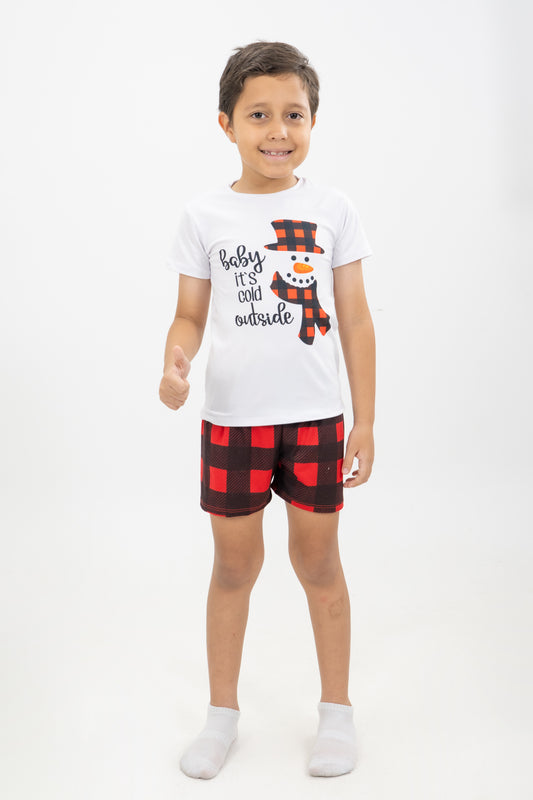 PIJAMA SHORT NIÑOS CUADROS NAVIDEÑOS II