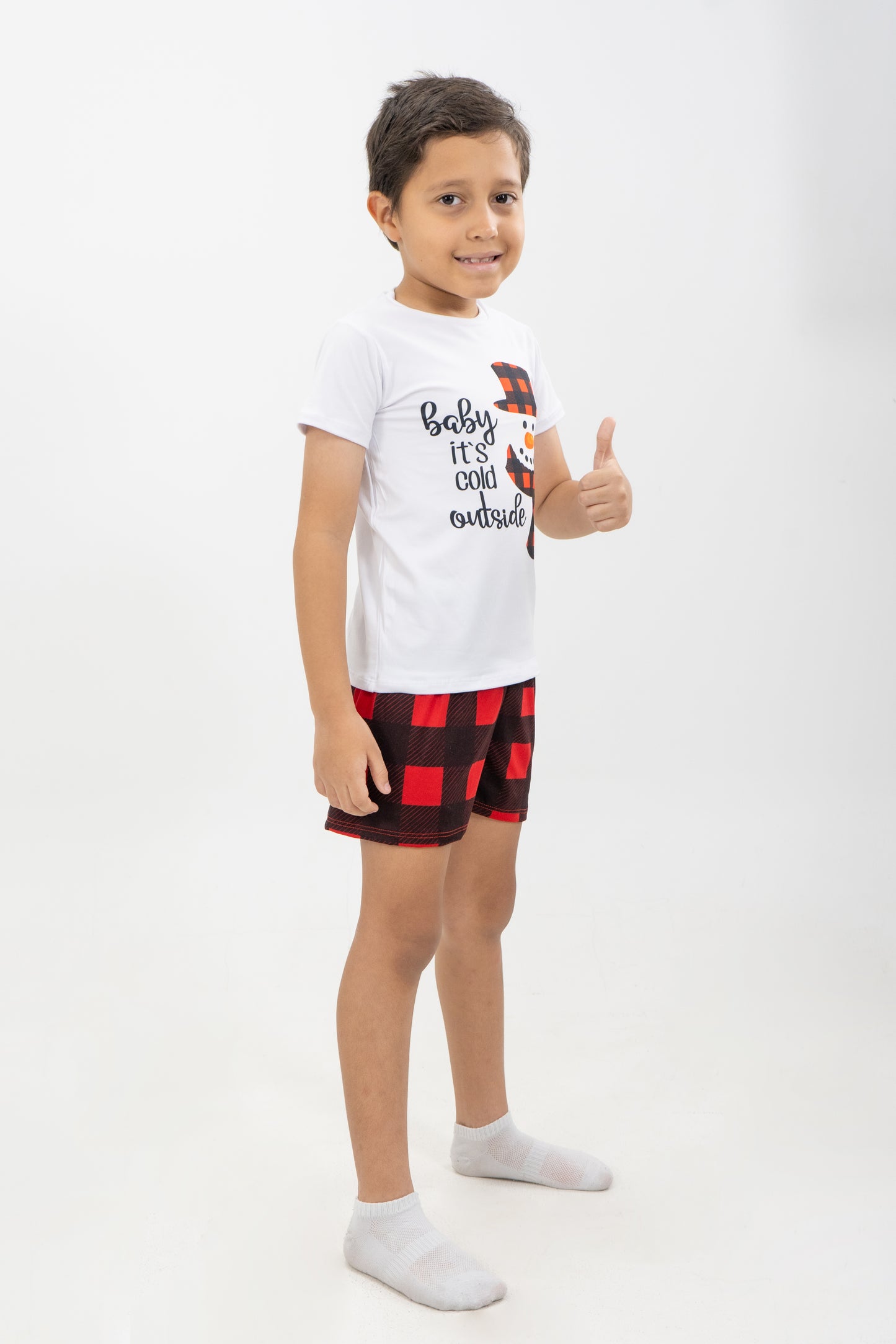 PIJAMA SHORT NIÑOS CUADROS NAVIDEÑOS II